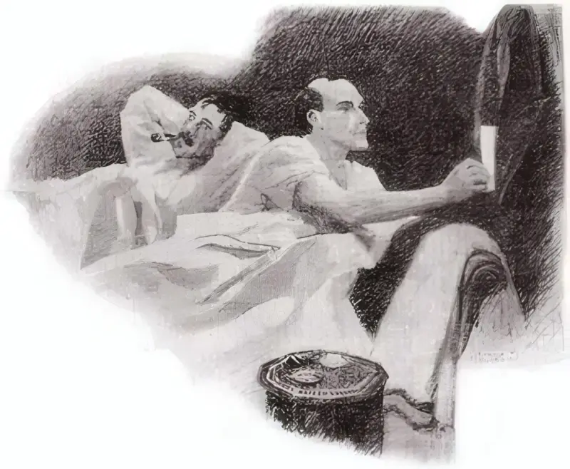 FOR ANSWER HE HAD SHOT HIS LONG, THIN, NERVOUS ARM OUT OF THE SHEETS.